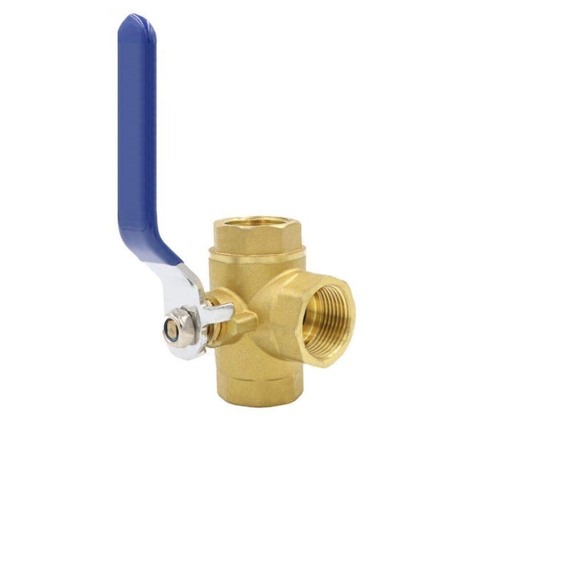 Flylock 1/4" 3-Way (L-Port) NPT Female Brass Ball Valve with Seal Tape - Image 2